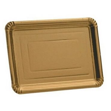 Plateau doré rectangulaire 34x45 cm en carton pour vos événements festifs | jourdefete.com