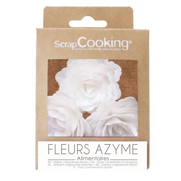 3 roses royales blanches en azyme, décoration pâtissière raffinée | jourdefete.com