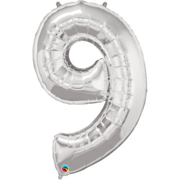 Ballon à Hélium - Chiffre 9 - Argent