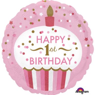 Ballon Joyeux Premier Anniversaire – Rose Holographique