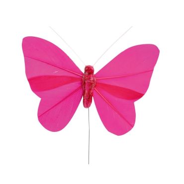 6 Papillons sur Tige - Fuchsia