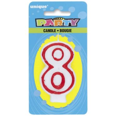 Bougie d'Anniversaire Chiffre 8 - Blanc et Rouge