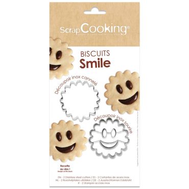 Set de 2 emporte-pièces en inox pour biscuits souriants festonnés | jourdefete.com