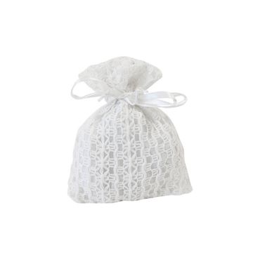 Sachets blancs en dentelle crochet, parfait pour dragées et petits présents | jourdefete.com