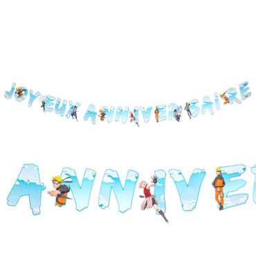 Cette guirlande de lettres en papier - Joyeux Anniversaire - 2,5 m - Naruto Shippuden ® sera parfaite dans le salon lors de l’anniversaire "Naruto Shippuden ®" de votre enfant | jourdefete.com