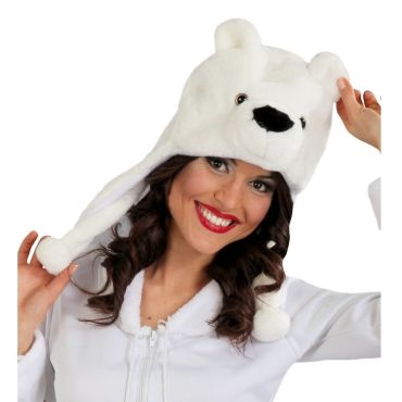 Bonnet Ours Polaire en Peluche Adulte Bonnet Ours Polaire en Peluche Adulte