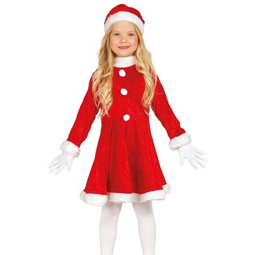 Costume Mère Noël enfant robe rouge et bonnet assorti | jourdefete.com