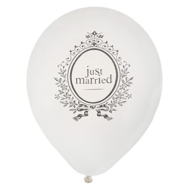 Pack de 8 ballons blancs "Just Married"