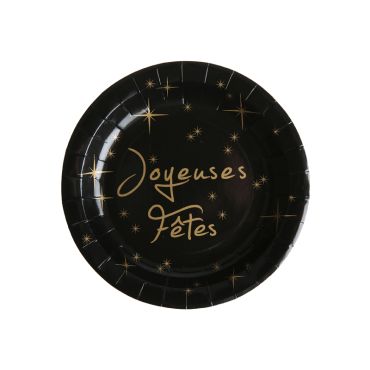 10 Assiettes "Joyeuses Fêtes" - Noir 10 Assiettes "Joyeuses Fêtes" - Noir