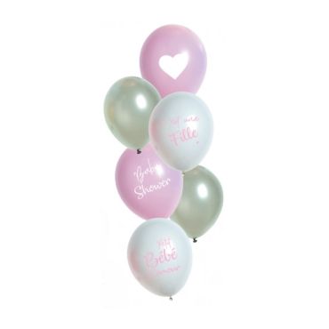 6 Ballons de Baudruche Baby Shower Fille