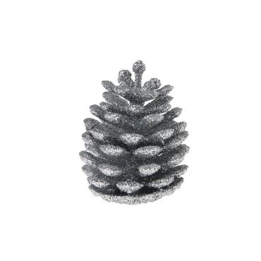 6 Pomme de Pin Pailletée - Argent