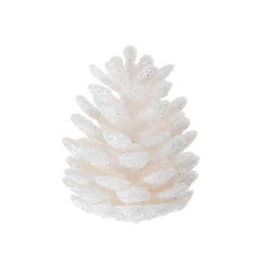 6 Pomme de Pin Pailletée - Blanc