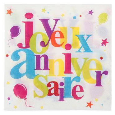 20 Serviettes "Joyeux Anniversaire" festif