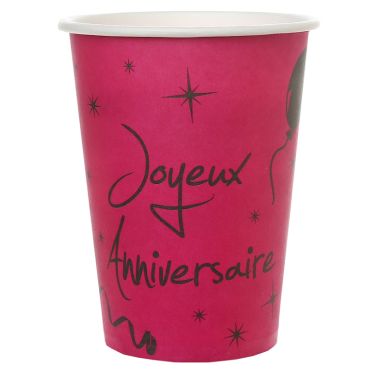 10 Gobelets "Joyeux Anniversaire" - Fuchsia 10 Gobelets "Joyeux Anniversaire" - Fuchsia