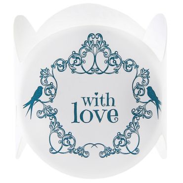 6 Ronds de Serviette Vintages " With Love" Verts