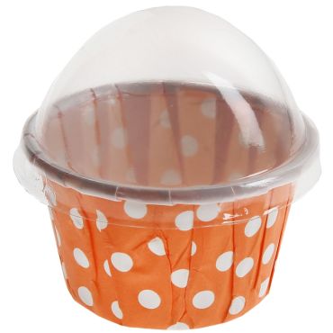 6 Contenants Cupcake à Pois - Orange