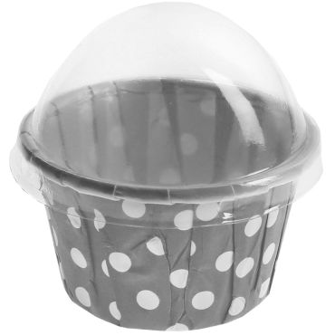 6 Contenants Cupcake à Pois - Gris