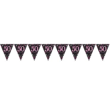 Guirlande Fanion - 50 Ans Rose