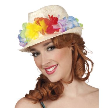 Chapeau Hawaïen avec fleurs