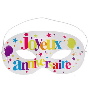 10 Masques festif "Joyeux Anniversaire" - Multicolore