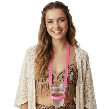 Porte-gobelet tour de cou rose porté lors d’une soirée festive | jourdefete.com Porte-gobelet tour de cou rose porté lors d’une soirée festive | jourdefete.com