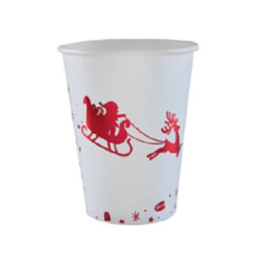 Sachet de 10 Gobelets - Traîneau - Noël Rouge Métallisé