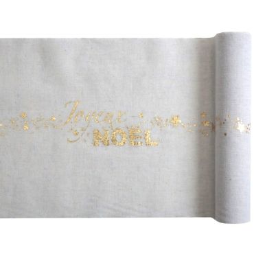 Chemin de Table "Joyeux Noël" - Noël Or Métallisé Chemin de Table "Joyeux Noël" - Noël Or Métallisé