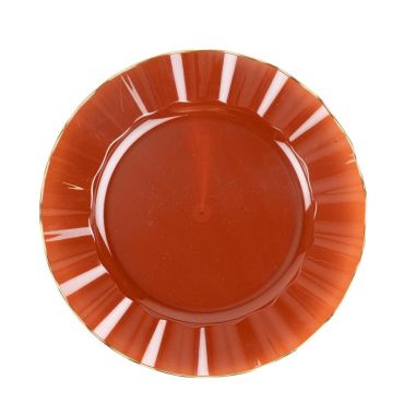 Assiettes réutilisables plastique couleur ambre et liseré doré 26 cm | jourdefete.com Assiettes réutilisables plastique couleur ambre et liseré doré 26 cm | jourdefete.com