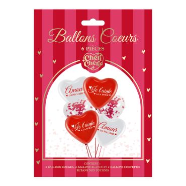 Un lot de 6 ballons en forme de cœur pour la Saint-Valentin | jourdefete.com Un lot de 6 ballons en forme de cœur pour la Saint-Valentin | jourdefete.com
