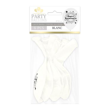 6 ballons blancs Joyeux Anniversaire en latex de 30 cm | jourdefete.com 6 ballons blancs Joyeux Anniversaire en latex de 30 cm | jourdefete.com