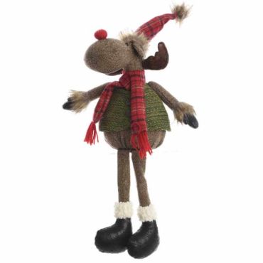 Décoration Renne Assis en Tissu