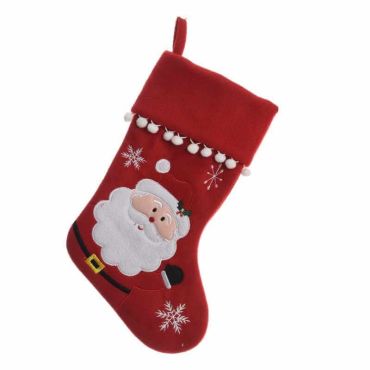 Chaussette de Noël avec Pompons - Père Noël