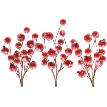 3 Baies Rouges avec Neige Pailletée