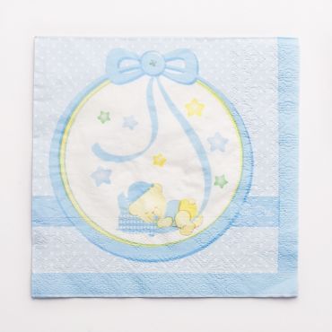 16 Serviettes en Papier Ourson - Bleu