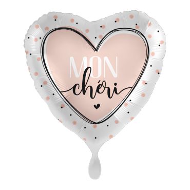 Ballon cœur romantique “Mon chéri” 46 cm | jourdefete.com