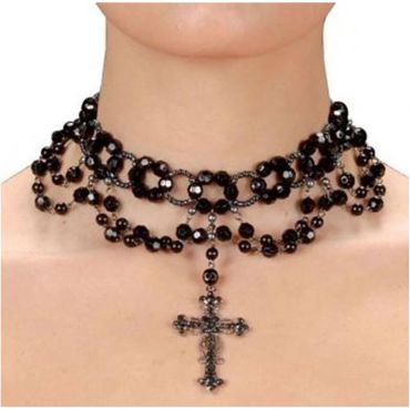 Collier gothique pour femme avec croix
