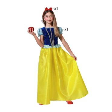 Déguisement Blanche-Neige enfant avec robe jaune et corsage bleu | jourdefete.com