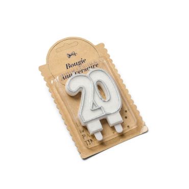 Bougie 20 Ans Pailletée Argent