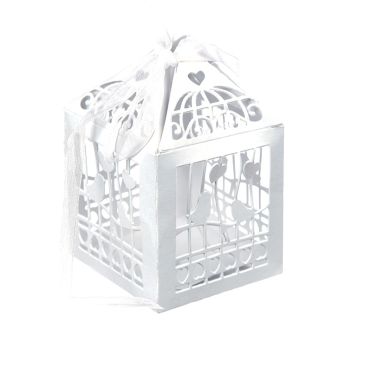 20 Contenants à Dragées Cages à Oiseaux - Blanc