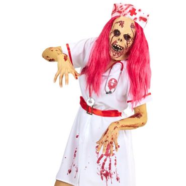 Masque Infirmière Zombie avec Perruque