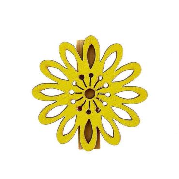 6 Pinces Fleur Mambo Jaune
