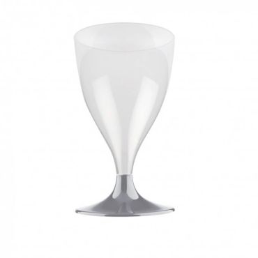 10 Verres à Eau et Vin en Plastique - Gris