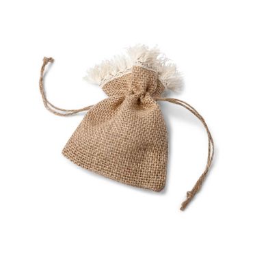 5 pochons à dragées jute à franges