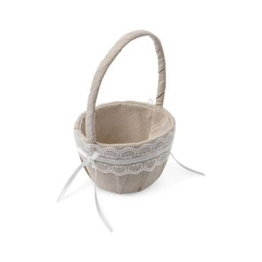 Panier champêtre en lin et dentelle