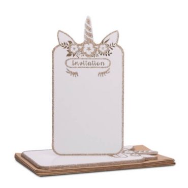 Sachet de 8 Invitations "Jolie Licorne" avec Enveloppes