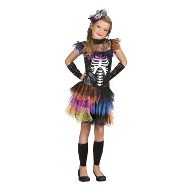 Déguisement de Squelette Multicolore Fille - Taille au Choix