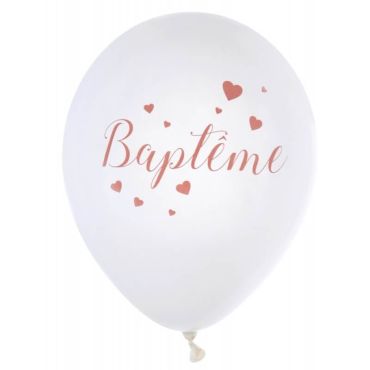 8 Ballons de Baudruche "Baptême" - Corail | jourdefete.com