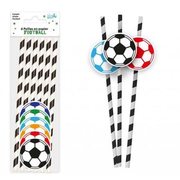 De belles pailles noires et blanches pour vos boissons lors de l'anniversaire de votre enfant sur le thème du football | jourdefete.com