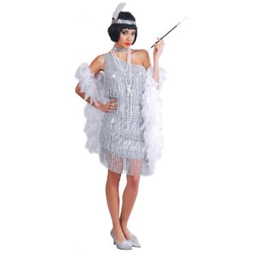 Costume de Charleston Gris à franges