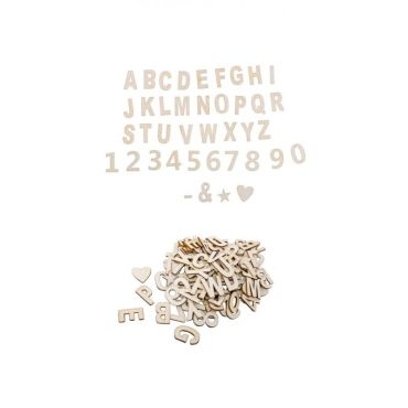 120 Pièces en Bois Adhésives - Lettres, Chiffres et Signes